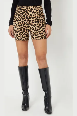 Threadbare Leopard Print Pleated Tailored Shorts42