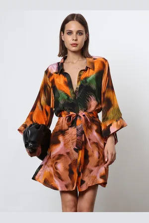 Religion Tunic Shirt Dress With Kimono Sleeves in Bright Floral Print40