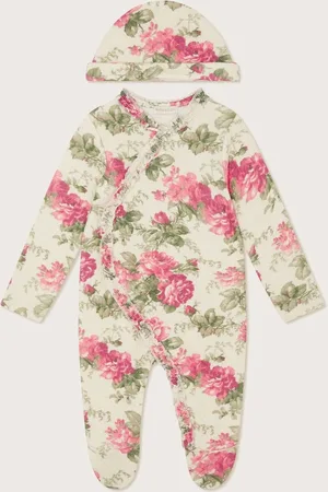 Monsoon Newborn Betsy Floral Sleepsuit and Hat Set7480 cm