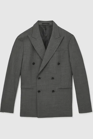 Reiss Malibu Double-Breasted Sharkskin Wool-Blend Suit Blazer42 R