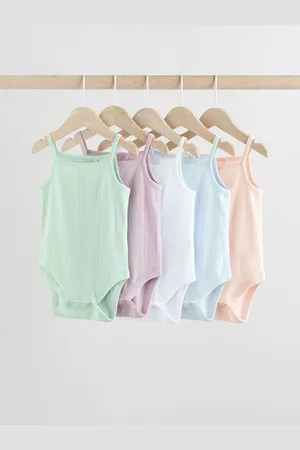 Next Baby Plain Vest 100% Cotton Bodysuits 5 Pack6268 cm