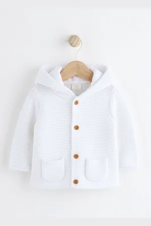 Next 100% Cotton Knitted Hooded Baby Cardigan1.5