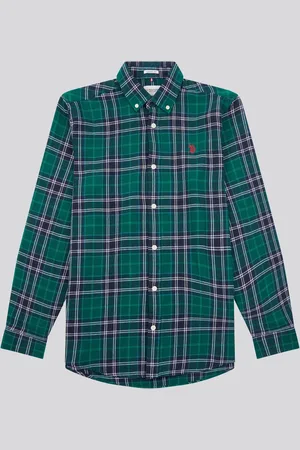 U.S. Polo Assn. U. S. Polo Assn. Mens Brushed Flannel Heavyweight Check 100% Cotton ShirtL