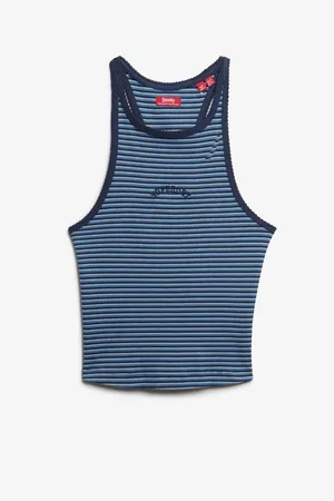 Superdry Essential Logo Striped Racer 100% Organic Cotton Vest Top44