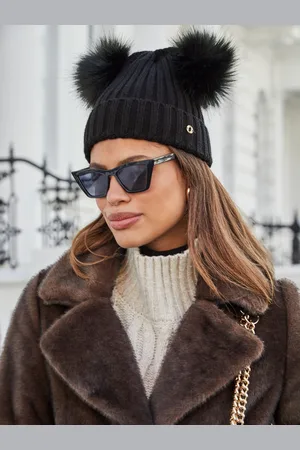 Lipsy London Cosy Ribbed Double Pom Beanie HatJeden