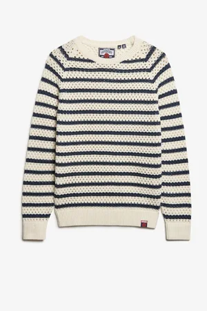 Superdry Stripe Crochet Slouchy Crew 100% Cotton Sweatshirt44