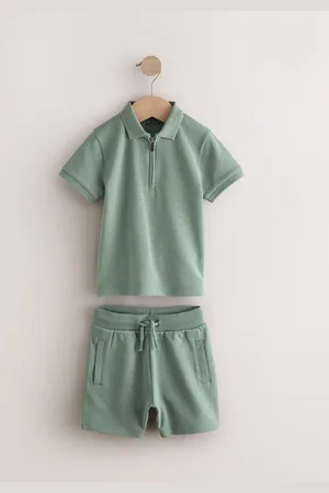 Next Short Sleeve Zip Neck 100% Cotton Polo And Shorts Set (3mths-7yrs)3