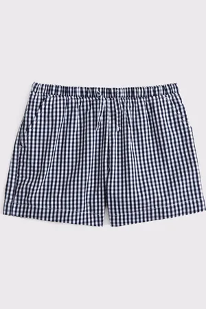 Abercrombie & Fitch Blue Poplin Elasticated Tie Waist Shorts166168 cm