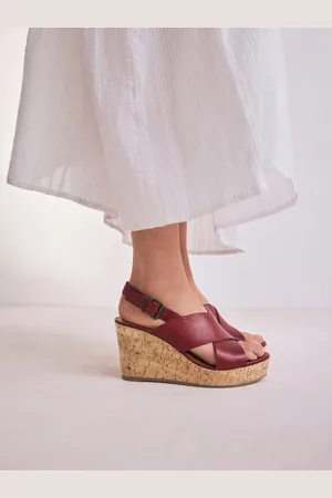 Next Forever Comfort Leather Round Toe Cross-Over Slingback Platform WedgesEU 41 (UK 7)