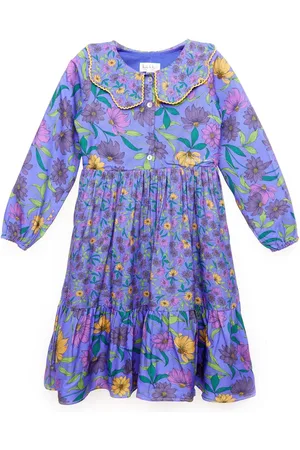 NICOLE MILLER Purple Printer Maxi Dress6 lat (116 cm)