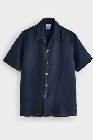 Paul Smith Blue Short Sleeve Casual Fit 100% Linen ShirtXL