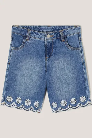 Monsoon Broderie Scalloped 100% Cotton Denim Shorts14-15 lat
