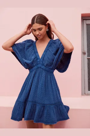 Next Textured V-Neck 100% Cotton Mini DressEU 38 (UK 10)