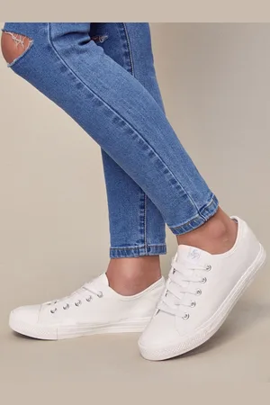 Lipsy London Girls Flat Lace Up Retro Canvas TrainersEU 32 (UK 13)