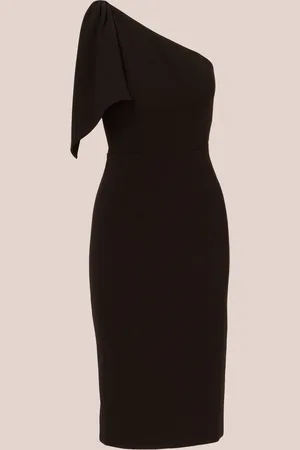 Adrianna Papell One Shoulder Bow Black Midi Dress46