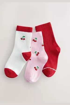 Next Cotton Rich Cherry Ankle Socks 3 PackUK 9-12 Jnr
