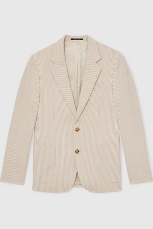 Reiss Bay Seersucker Single-Breasted Suit Blazer Slim-Fit44 R