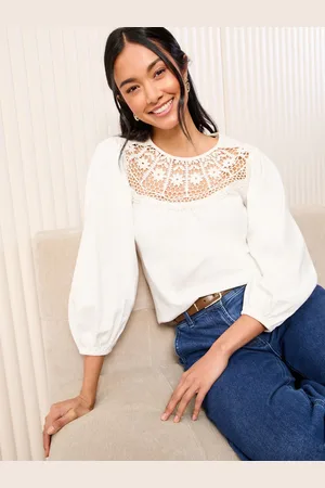 Friends Like These 3/4 Sleeve Lace Insert Top46
