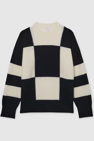 Reiss Becki Wool-Cashmere Check-Intarsia JumperL