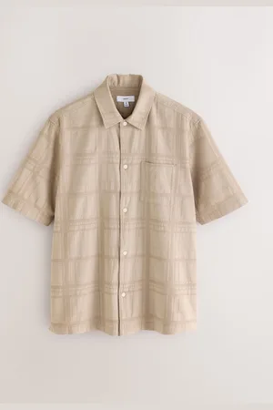 Next 100% Cotton Textured Check Short Sleeve ShirtXS
