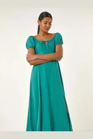 Roman Puff Sleeve Mix Midi Dress42
