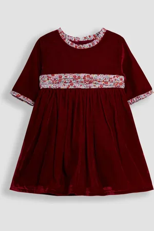 JoJo Maman Bébé Floral Peter Pan Collar Velvet Party Dress4