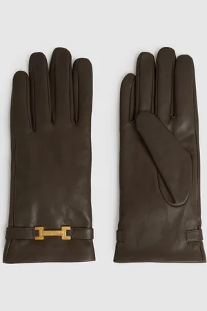 Reiss Harriet Leather Hardware-Embellished GlovesS-M