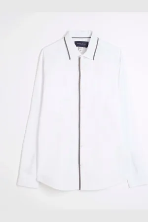 River Island Long Sleeve Slim Fit Tipped ShirtL