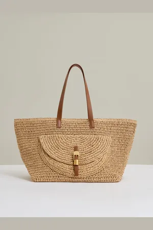 Reiss Aurora Flap-Pocket Raffia Tote BagJeden