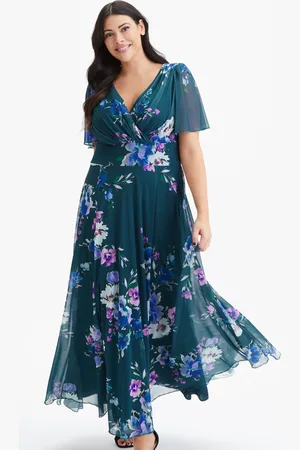 Scarlett & Jo Isabelle Winter Print Float Sleeve Maxi Dress48