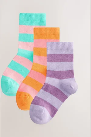 Next Cotton Rich Stripe Ankle Socks 3 PackUK 12.5