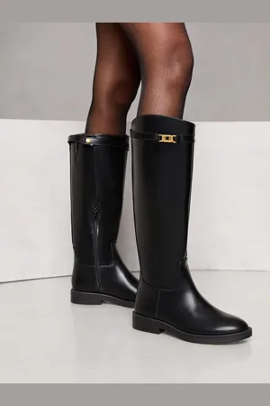 Lipsy London Flat Long Knee High Faux Leather Riding BootsEU 38 (UK 5)