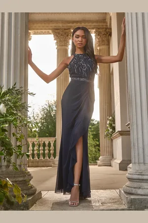 Lipsy London Embellished Ruffle Front Halter Wedding Bridesmaid Dress34 R