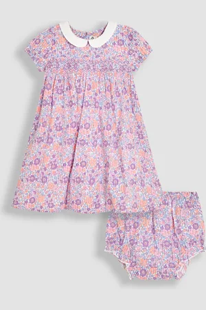 JoJo Maman Bébé Floral Smocked Woven 100% Cotton Dress104110 cm