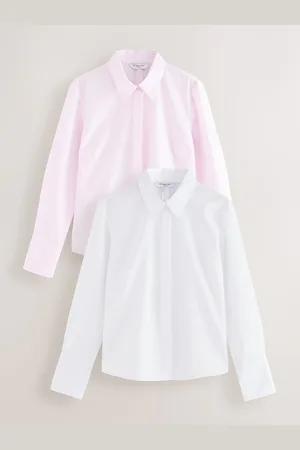 Next Fitted Collared Essential Long Sleeve Shirts 2 Pack54