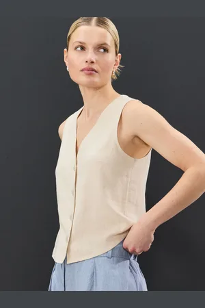 Next Button Down Sleeveless Waistcoat With LinenEU 40 (UK 12)