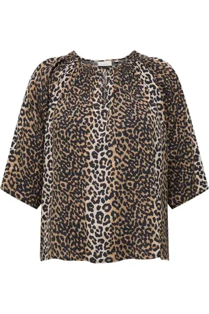 ONLY Leopard Print V-Neck 3/4 Sleeve T-Shirt54