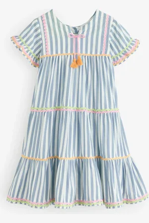 MISS Blue Printed Boho 100% Cotton Summer Dress110116 cm