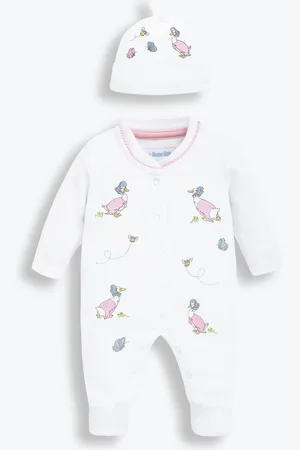 JoJo Maman Bébé Jemima Puddle-Duck Cotton Baby Sleepsuit & Hat Set12