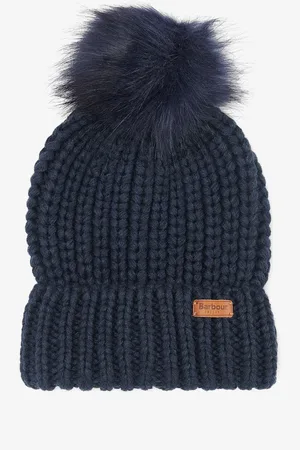 Barbour Saltburn Cable Knit Pom Beanie Logo HatJeden