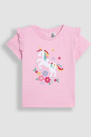 JoJo Maman Bébé Appliqué Frill Shoulder 100% Cotton T-Shirt7480 cm