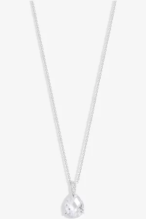 Simply Silver Sterling 925 Cubic Zirconia Faceted Drop Pendant NecklaceJeden
