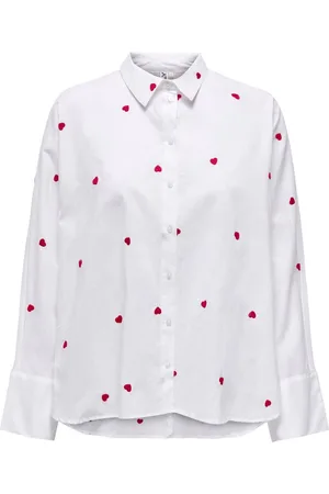 ONLY Embroidered Heart 100% Cotton White Shirt38
