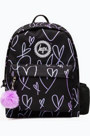 Hype . Girls Purple Glitter Scribble Hearts Iconic BackpackJeden