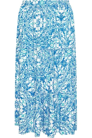Evans Tile Print Boho White Skirt44
