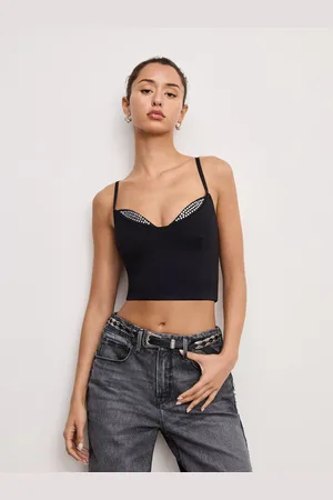 GOOD AMERICAN Ponte Crystal Trim TopS-M
