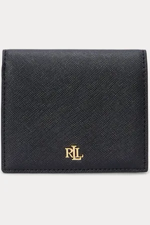 Ralph Lauren Crosshatch Leather Compact Black PurseJeden