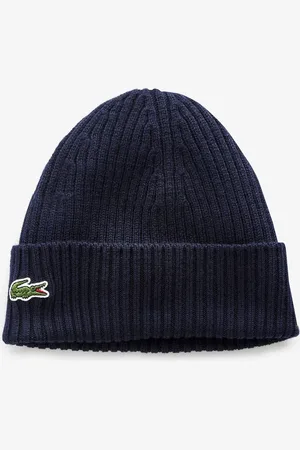 Lacoste Blue Soft Wool Ribbed Beanieonesize