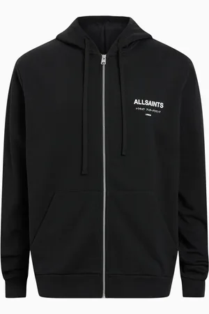 AllSaints Bluza z kapturem Allsaints Underground zapinana na zamek, w 100% z bawełnyL