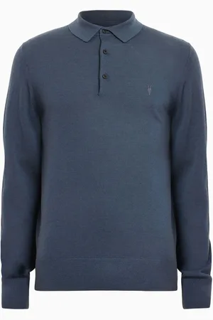 AllSaints Koszulka polo z długim rękawem Allsaints Mode z wełny merinoS